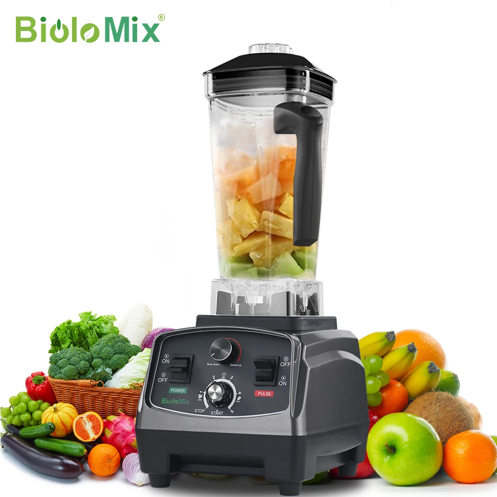 BioloMix 3 PS 2200 W Hochleistungs-Timer in kommerzieller Qualität, Mixer, Entsafter, Obst, Küchenmaschine, Eis-Smoothies, BPA-frei, 2 l Glas Image