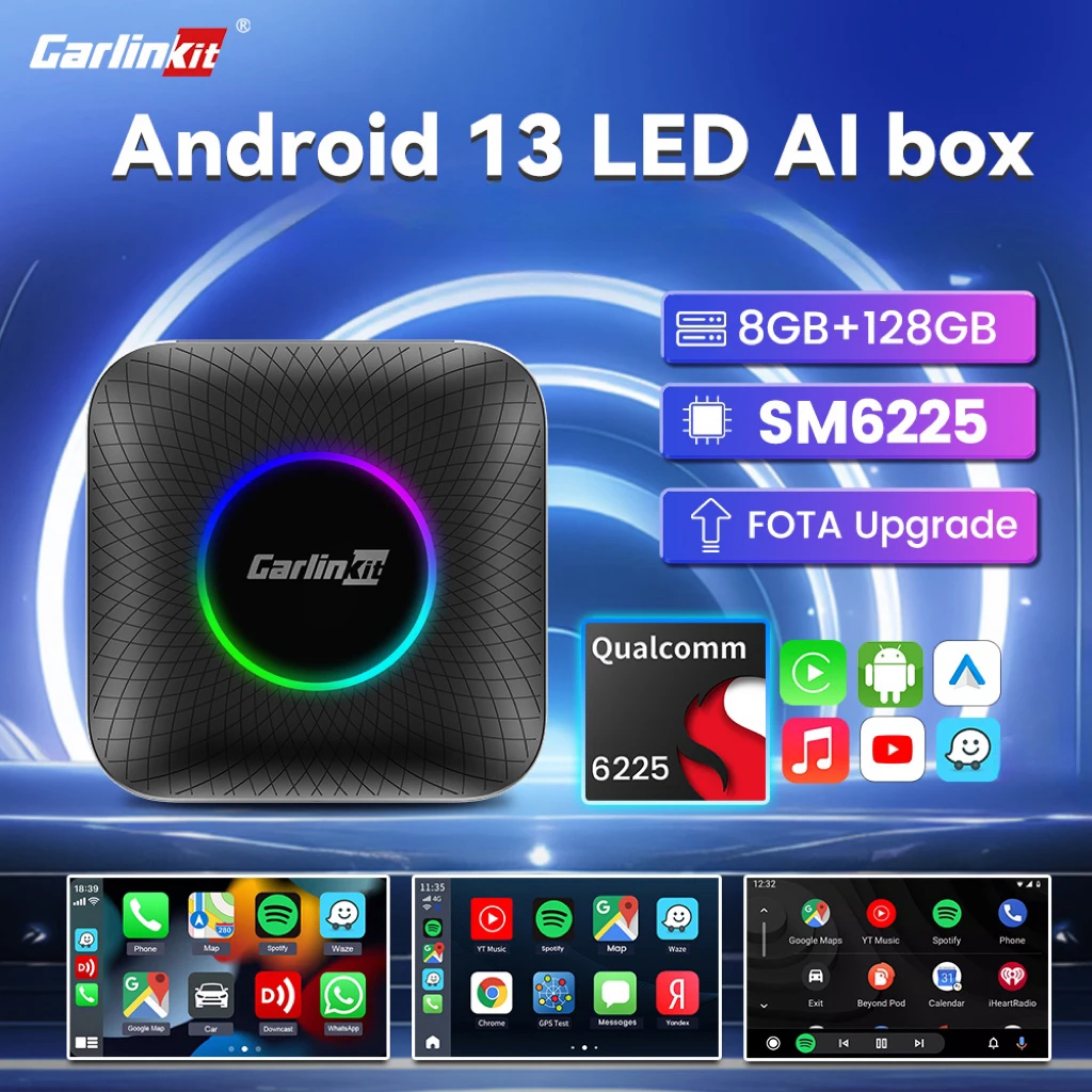 CarlinKit Wireless Carplay LED TV Box Wireless Android Auto 8 128G Ai Box Android 13 Smart Video Adapter für IPTV Netflix Kia Image