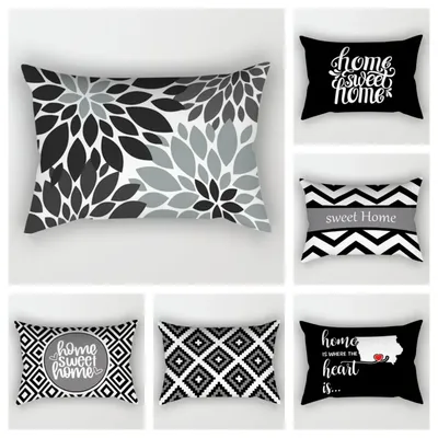Nordic Schwarz Sweet Home Kissen Hause Dekoration Wohnzimmer Sofa Dekoration Kissen Abdeckung 30*50 Image
