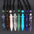 Collier en cristal avec pendentif en pierre d'oeil de tigre pour hommes et femmes, pendule, pharaon, sceptre, quartz rose naturel, lapis-lazuli, bijoux