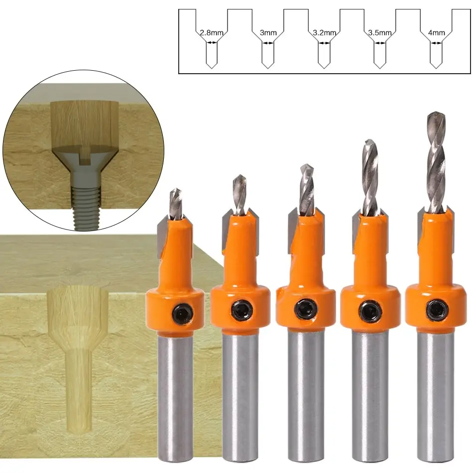 8 mm Schaft HSS Holzbearbeitung Senker Fräser Set Schraubenausdreher Remon Abriss für Holzfräser Image