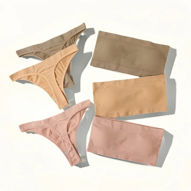 Ensemble soutien-gorge et culotte sans bretelles pour femmes, soutien-gorge Push Up, taille haute, string, sous-vêtements sans couture, Tube Sexy, ensemble de Lingerie féminine