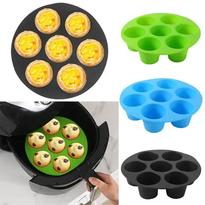 Air Fryer Frying Cage Dish Baking Pan Rack Tray Pot Accessories Silicone Cake Mould Simple DIY