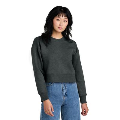 District DT1105 Women's Perfect Weight Fleece Cropped Crew in Heathered Charcoal size Medium | Cotton