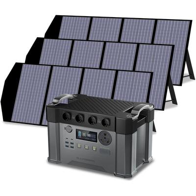 Power Station 1500Wh 2400W Solar Generator with 3Pcs 140W Solar Panel for Emergency Outdoor