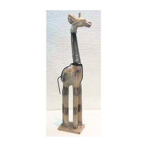 Dandibo - Giraffe aus Holz Deko Holzgiraffe Weiß Antik 70 cm
