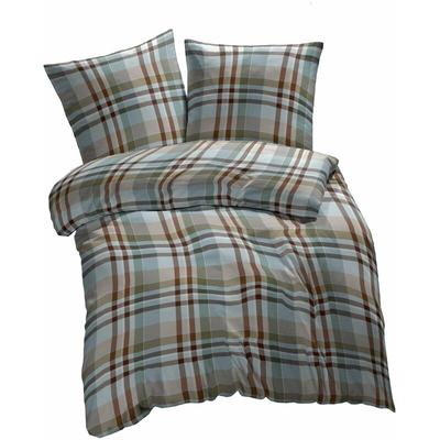 Flanell Bettwäsche Urban Flausch Kariert Blau 80x80 cm 1x Kopfkissenbezug - Blau - Etérea Image