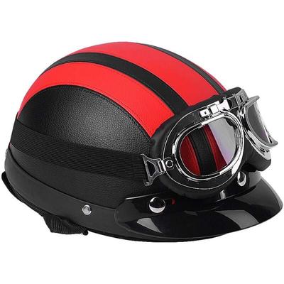 Ej.life - 54 – 60 cm Motorradhelm, offener Helm aus Leder und weichem Innenfutter, mit -beständiger Image