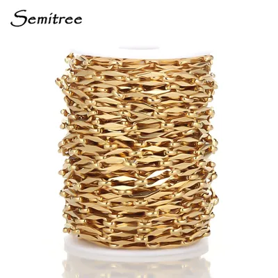 1 Meter Stainless Steel Gold Color Flat Bulk Chains DIY Jewelry Making Crafts Necklace Findings