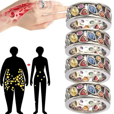 Women Magnetic Therapy Ring Torina Crystal Quartz Ionix for Weight Loss Lymph Drainage