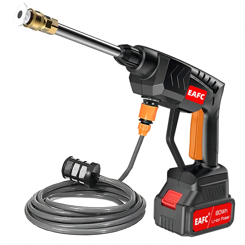60Bar 21V Cordless Hochdruck Auto Waschen Waschmaschine Pistole 40WH/80WH Auto Waschen Pistole Elektrische Wasser Pistole maschine