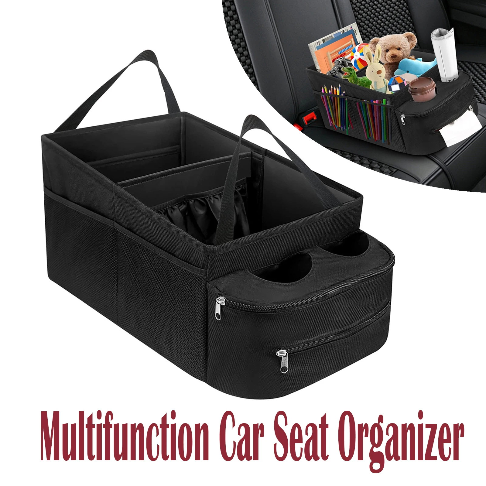 Auto Trunk Organizer Lagerung Box Rutschfeste Wasserdichte Stift Wasser Tasse Telefon Organizer Für SUV MPV Auto Falten Boot Sitz Organizer Image