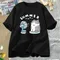 Sommer lustige Katze und Fan Muster T-Shirt kurz ärmel ige T-Shirt Harajuku Kleidung Frauen Straßen kleidung Top Frauen Top Shirts