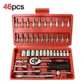 Set di chiavi 46 pezzi Kit di attrezzi per cacciavite per attrezzi da auto e punta a cricchetto chiave a chiave rapida chiave a bussola chiave a bussola utensili manuali