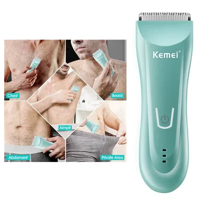 Kemei Wet Dry Groin Body Trimmer For Men Face Beard Hair Trimmer Clipper Rechargeable Pubic Ball