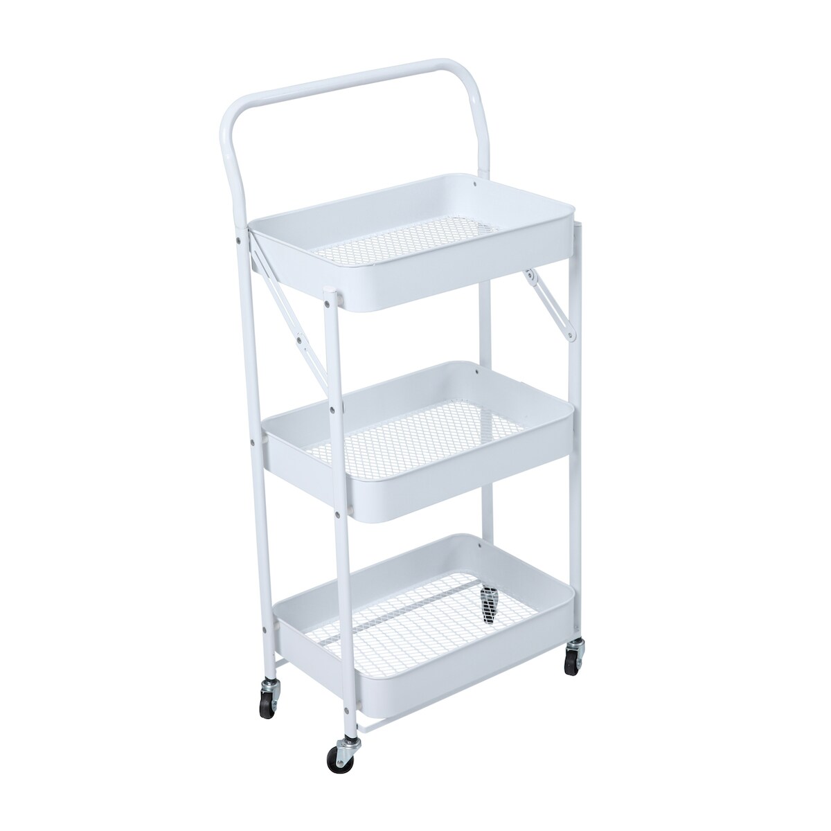 SVITA Servierwagen mit Rollen klappbar 3 Etagen mit Griff Weiß Image