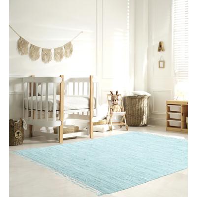 Kinderteppich MY HOME "Insa Fleckerl", blau (helltürkis), B:160cm H:5mm L:230cm, Baumwolle, Teppiche, Uni Farben, pastell, handgewebt, pflegeleicht, waschbar, Kinderzimmer Image