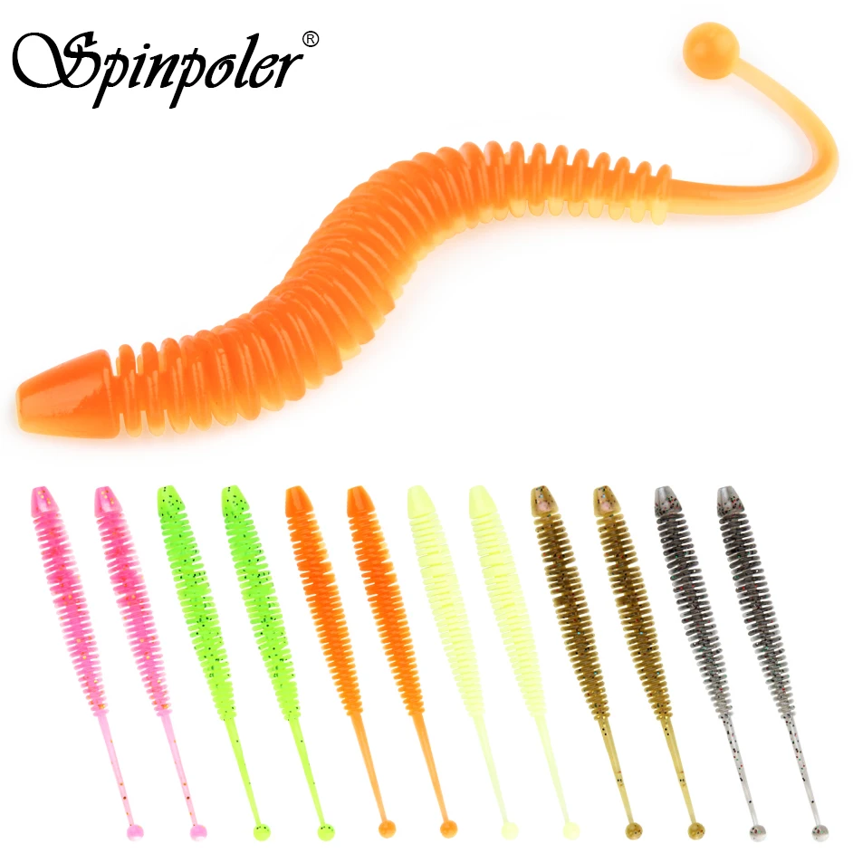 Spinpoler Esca morbida Richiamo di pesca Shad Stick Verme Spigola Lombrico finto Trota artificiale Spigola Drop Shot Persico Leurre 10 pz/pacco