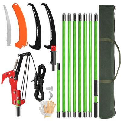 26FT Manual Pole Saw, Lightweight Tree Trimmers Long Handle Pruner Set Green.