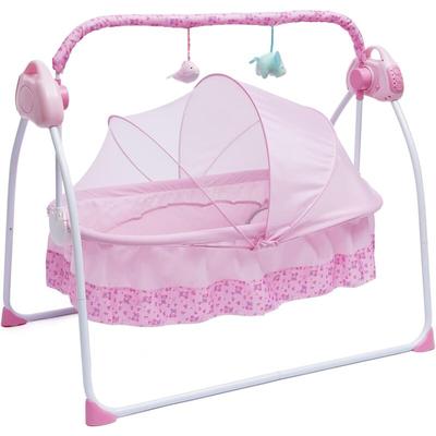 Stubenwagen Babywiege,Elektrische Babywiege Babybett Schaukel,B Big Space Baby Krippe Wiege mit Image