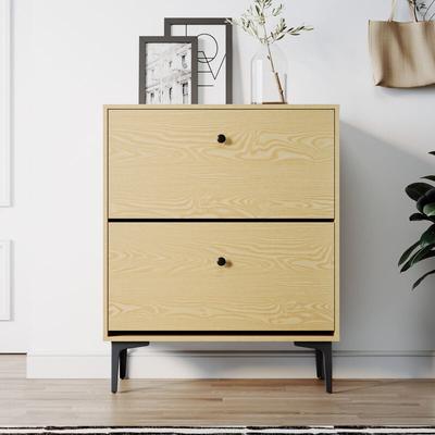 Schuhschrank 3 Fächer Schuhkipper Flur Aufbewahrungsschrank Holzimitation Farbe 95x30x80cm - Sonni Image
