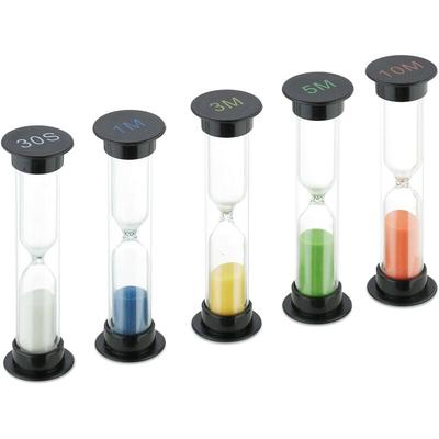 Sanduhren Set, 5-teilig, Kurzzeituhr, 30 Sek, 1/ 3/ 5/ 10 Min, h x d: 9 x 2,5 cm, Eieruhr Sand, Image