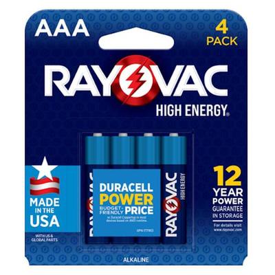 Rayovac 51777 - AAA High Energy Battery (4 pack) (ROV 824-4T GENJ.HIGH ENERGY ALK AAA CARD 4PK)