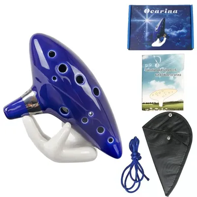 Ocarina,12 Tones Alto C Ceramic Ocarina Musical Instrument with Song Book Neck String Neck Cord