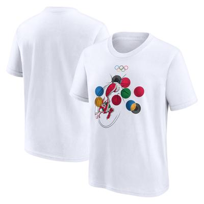 The Olympic Collection x Looney Tunes Taz Gymnastik-T-Shirt mit Typografie-Grafik – Weiß – Junior Image