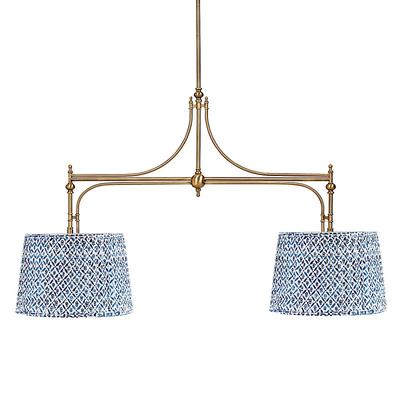 Margot 2-Light Pendant with Shade - Macey Trellis Indigo - Ballard Designs