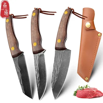 3.5inch Kitchen Knife Full Tang Thickened Knife High Carbon Steel Forged Butcher Knives Meat