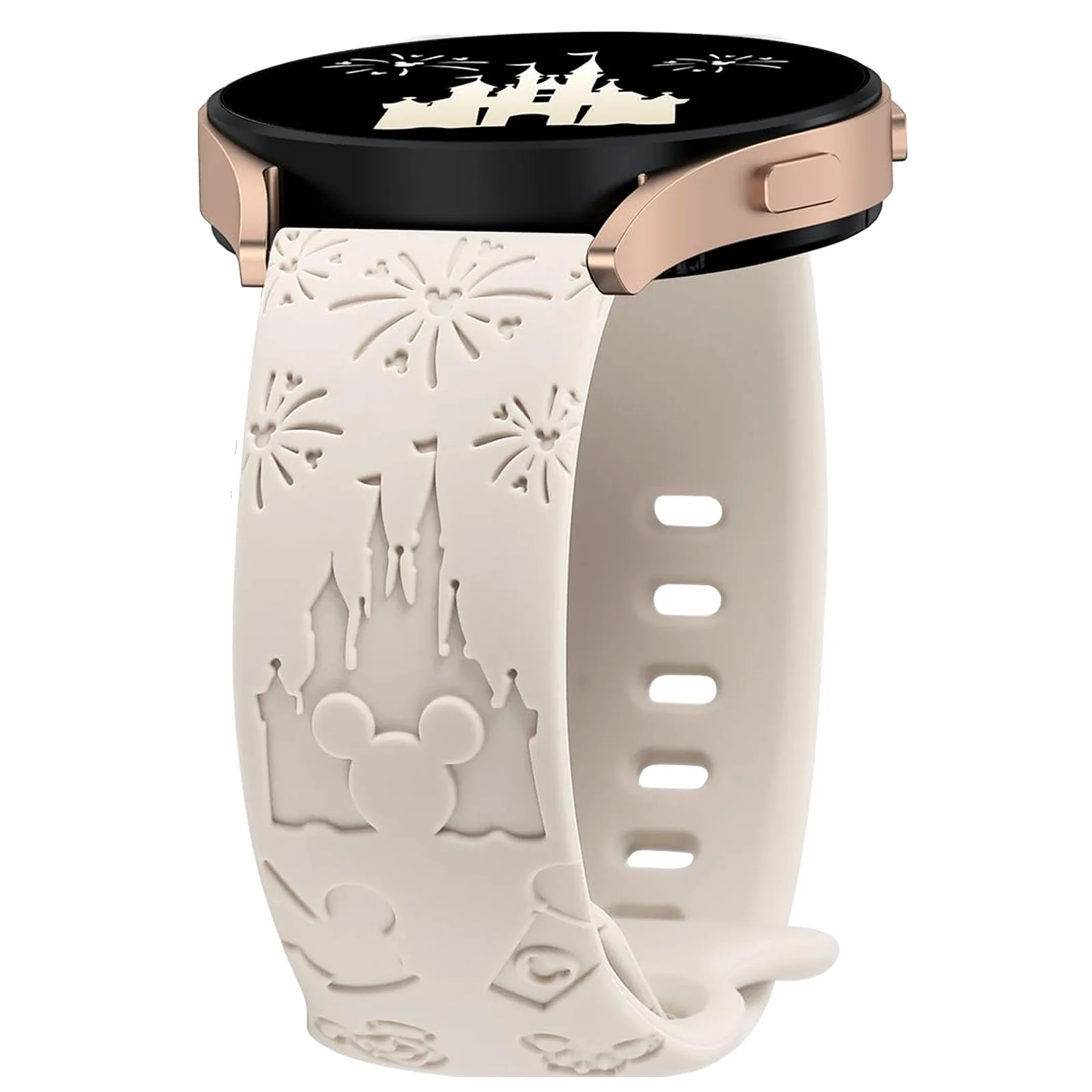 Wearlizer Castle Floral graviertes Armband für Samsung Galaxy Watch 6/5/4, Silikon, süßes, ausgefallenes Sportarmband für Watch 5 Pro/Active 2 Image