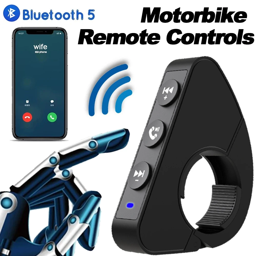 Drahtlose Bluetooth 5,3 Fernbedienung Taste Helm Kopfhörer Motorrad/Fahrrad Lenker Media Controller Lenkrad Fernbedienung Image