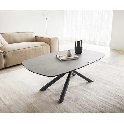 DELIFE Couchtisch Sarita 120x70 cm Keramik Aspetto Concreto Betonfarbig Gestell Metall Schwarz, Couchtische Image