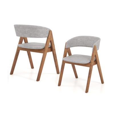 Costway Set of 2 Soft Padded Accent Armchairs for Dining Room-Walnut and Grey