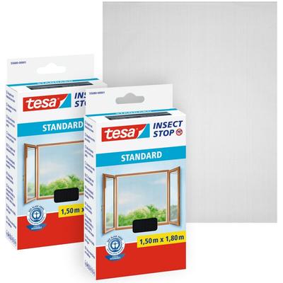 2x Insect Stop standard Fliegengitter für Fenster - Insektenschutz zuschneidbar - Mückenschutz ohne Image