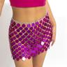 Women Sequin Rainbow Chainmail Mini Skirt Sparkly Dots Belly Dance Hip Skirts Rave Waist Chain