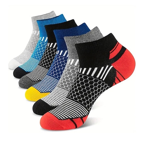 Herren 6 Paare Mehrfachpackungen Socken Laufsport Socken Freizeitsocken Schwarz Weiß Farbe Geometrisch Sport Natur Täglich Urlaub Grundlegend Mittel Frühling Herbst Modisch Brautkleider schlicht Image