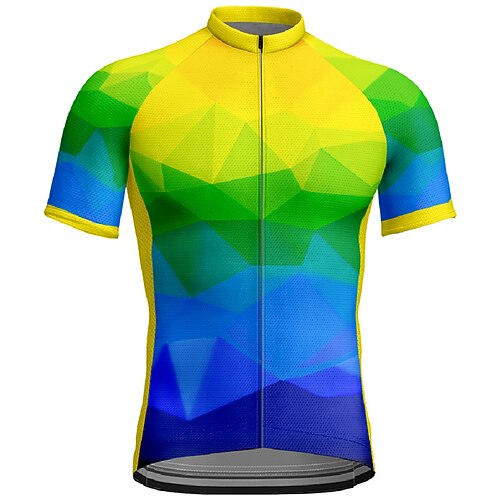 Herren Radtrikot Farbblock Kurzarm Fahhrad T-Shirt Trikot Oberteil mit 3 Gesäßtaschen Mountainbike MTB Schnelltrocknend Atmungsaktiv Sport Blau Bekleidung Image