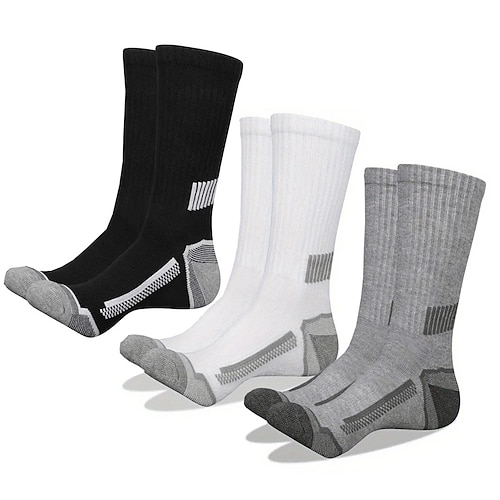 Herren 6 Paare Mehrfachpackungen Socken Laufsport Socken Freizeitsocken SchwarzWeißGrau Schwarz Farbe Farbblock Glatt Sport Natur Täglich Urlaub Grundlegend Mittel Frühling Herbst Modisch Image