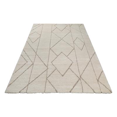 Teppich WECON HOME "Pelle", beige (creme,beige), B:120cm H:18mm L:170cm, Kunstfaser, Teppiche, Gewebt, Hoch-Tief, pflegeleicht, Rauten Muster, Scandi, Wohnzimmer Image