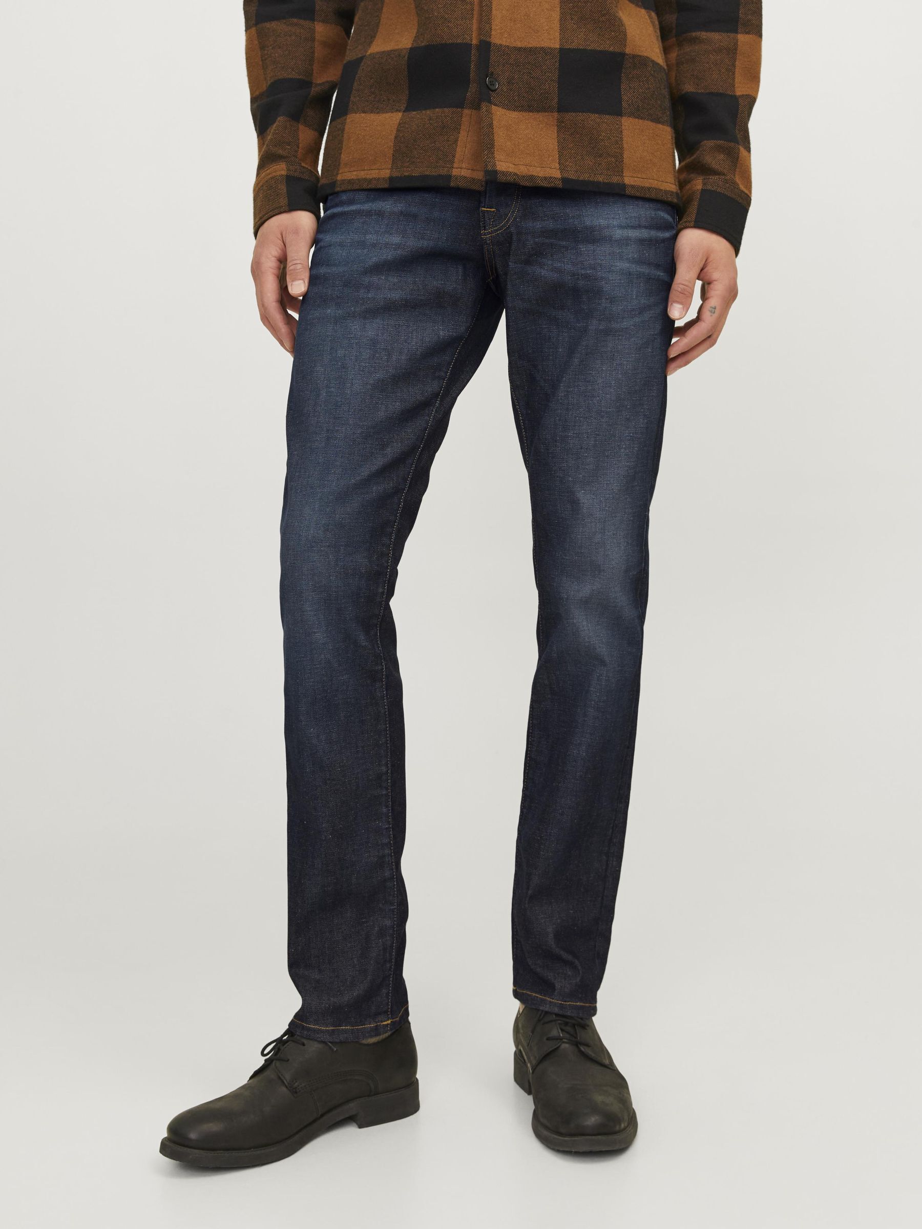 Slim-fit-Jeans JACK & JONES "JJIGLENN JJICON JJ 619 50SPS NOOS", Damen, Gr. 34, Länge 32, blau (blau, denim), Denim/Jeans, Obermaterial: 93% Baumwolle, 5% Polyester, 2% Elasthan, Abriebeffekte, slim fit knöchellang, Jeans Slim-fit-Jeans, mit...