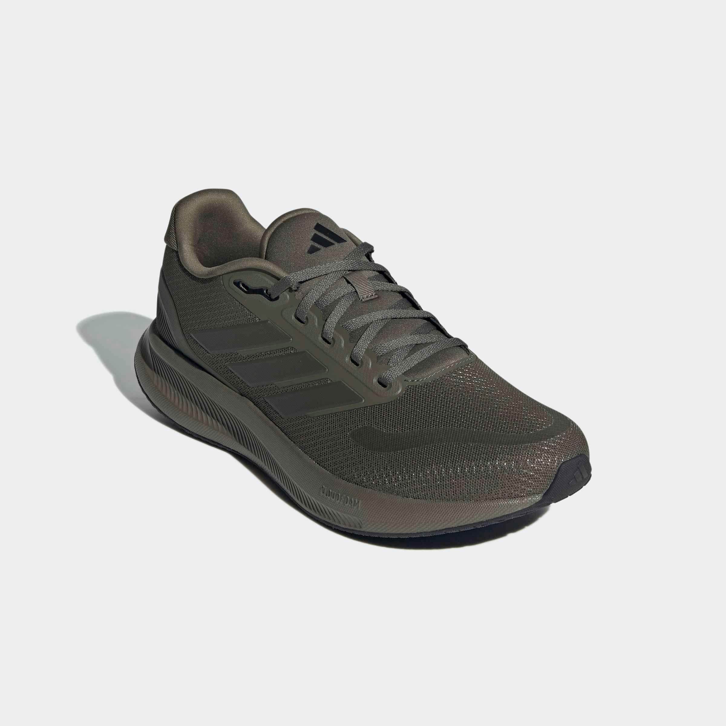 Laufschuh ADIDAS PERFORMANCE "RUNFALCON 5", Herren, Gr. 45, grün (olive strata, shadow olive, core schwarz), Synthetik, Textil, Schuhe Laufschuh