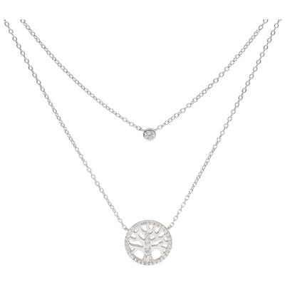 Collier SMART JEWEL "mit Lebensbaum und Zirkonia, Silber 925", silber, Halsketten, Damen, 47cm, Silber 925 (Sterlingsilb