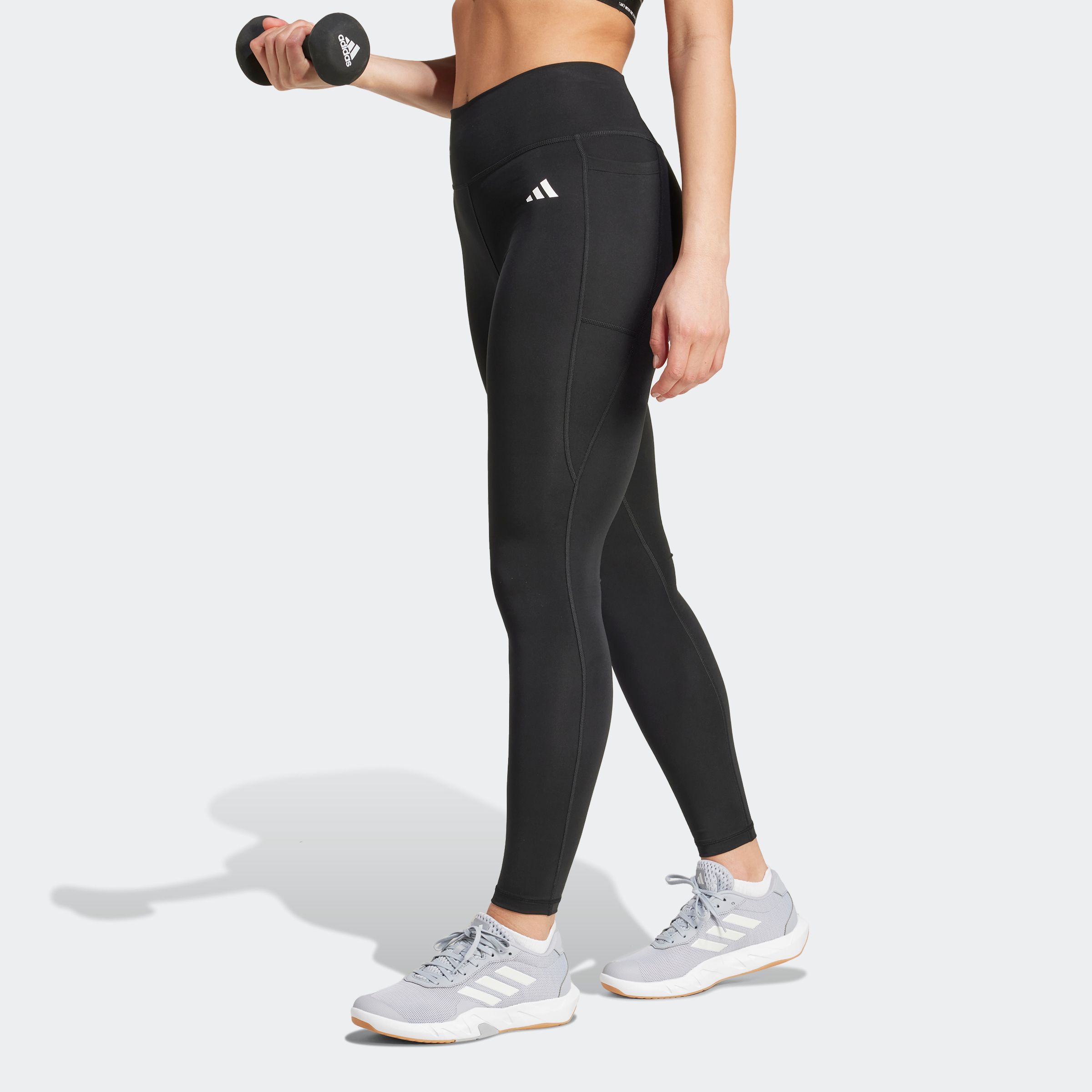 Trainingstights ADIDAS PERFORMANCE "OPT ESS ST 1/1", Damen, Gr. XL, N-Gr, schwarz, Obermaterial: 85% Polyester, 15% Elasthan, sportlich, Hosen, Topseller Image