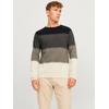 Rundhalspullover JACK & JONES "JJEHILL KNIT CREW NECK NOOS", Herren, Gr. S, grau (mulch detail:light braun gradient), Strick, Obermaterial: 100% Baumwolle, mehrfarbig, modisch, regular fit taillenbedeckt, Rundhals, Langarm gerader Abschluss,...