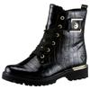 Schnürstiefelette REMONTE, Damen, Gr. 43, gold (schwarz, goldfarben), Lacklederimitat, glänzend, kontrastfarbene Details, modisch, Schuhe, Blockabsatz, Schnürboots im Kroko-Look, Innenreißverschluss