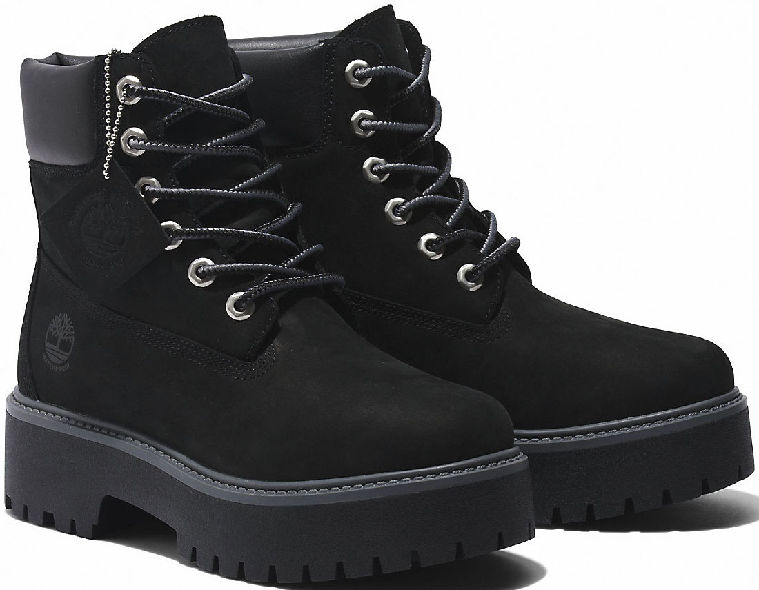 Schnürboots TIMBERLAND "STONE STREET6 INCH LACE UP WATERPROOF BOOT", Damen, Gr. 37, schwarz, Leder, Synthetik, Schuhe Schnürboots, Winterstiefel, Schnürstiefel, Winterschuhe, wasserdicht