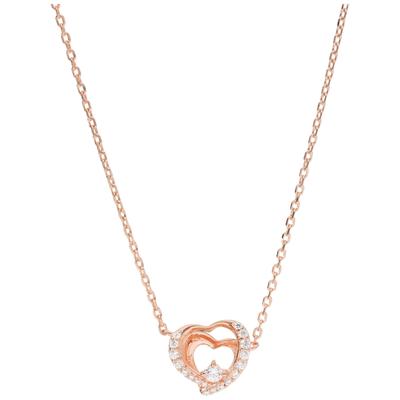 Collier SMART JEWEL "Herz mit Zirkonia, rosé vergoldet, Silber 925", rosa (rosé vergoldet), Halsketten, Damen, 47cm, Sil