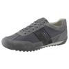 Sneaker GEOX "U WELLS C", Herren, Gr. 45, grau (dunkelgrau), Veloursleder, Textil, Synthetik, casual, Schuhe, Casual Schuh, Schnürschuh mit Logoverzierung